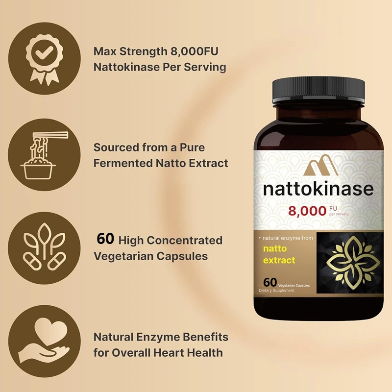 

Добавка Nattokinase 8000 Фу за обслуживание | | Максимальная сила ферментов и поддержка сердца — не Gmo