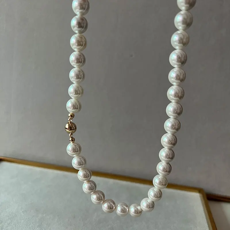 Elegant Classic Jewelry 8-16mm Large Shell Pearl Necklace for Women 40-135CM Length