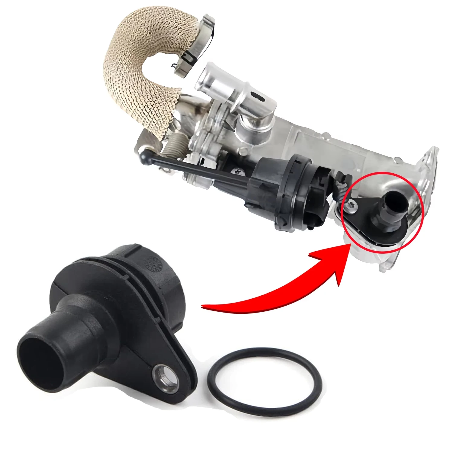 EGR Valve Cooler Plastic Connector & O-ring For Land Rover Freelander 2 2006-2014 Discovery Sport Evoque L359 L538 L550 LR057662