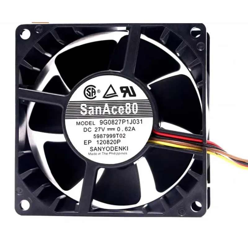 

SANYO DENKI 9G0827P1J031 DC 27V 0.62A 80x80x38mm 4-Wire Server Cooling Fan