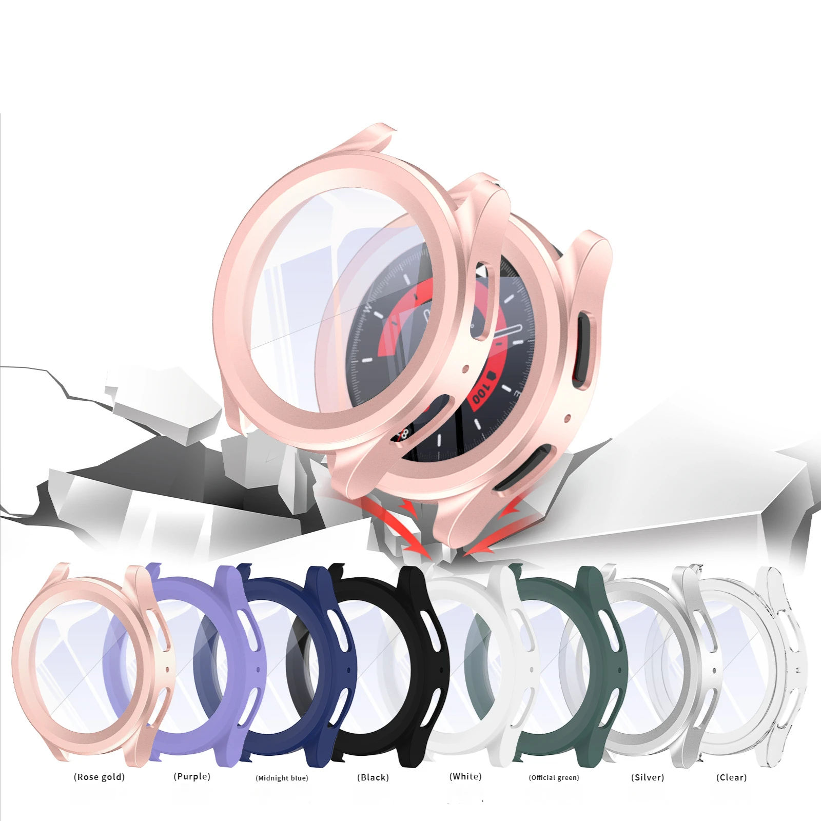 Adatto per Samsung Galaxy watch5 pro custodia da 45mm PC + custodia protettiva in vetro temperato watch5pro.