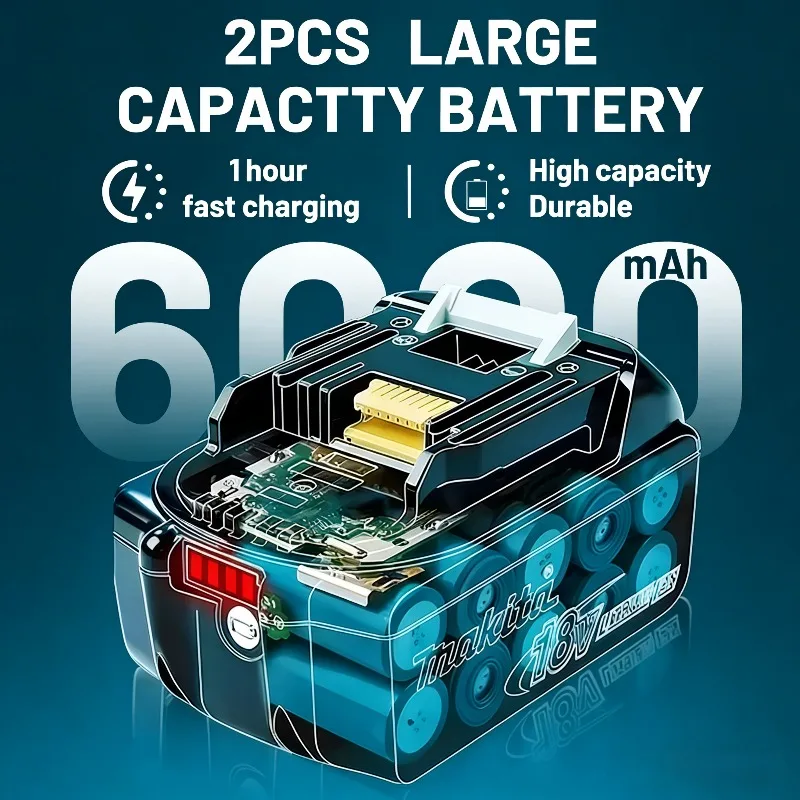 100% Original Makita Battery, 18V Tools Lithium Battery 6Ah for Makita DTW700 DDF487 DTD173 DGA404 HR140D DJV182 - view 2
