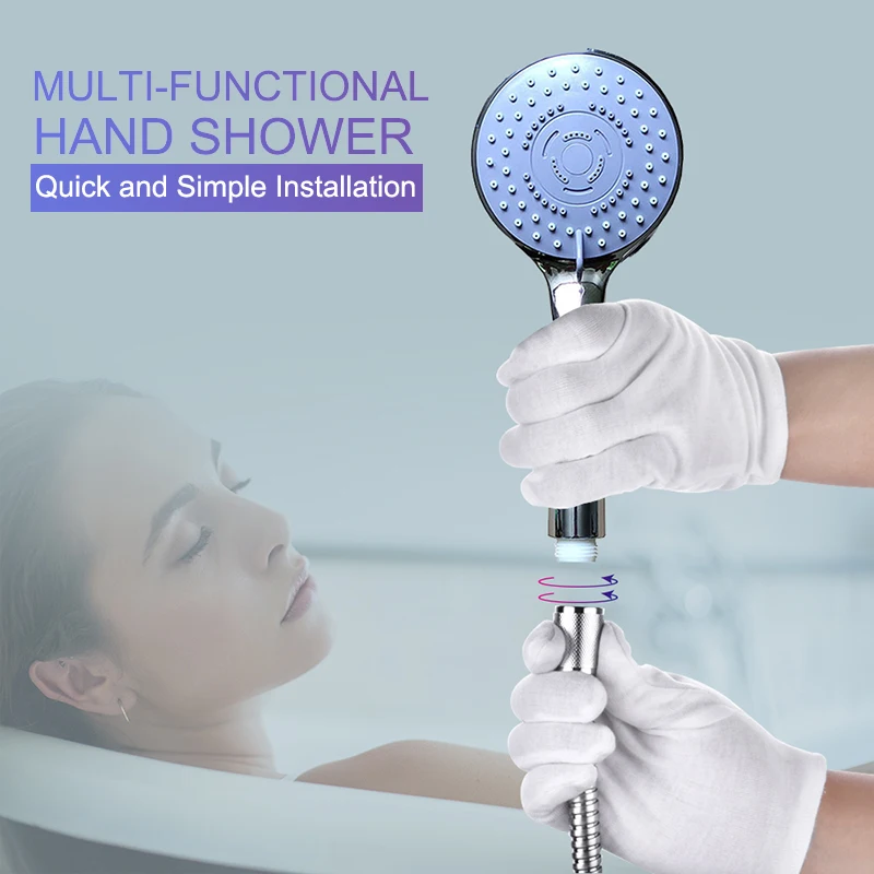 Multi Functional New Propeller ShowerHead Water Saving High Preassure Flow 360 Degrees Extension Showerhead Rainfall with Holder