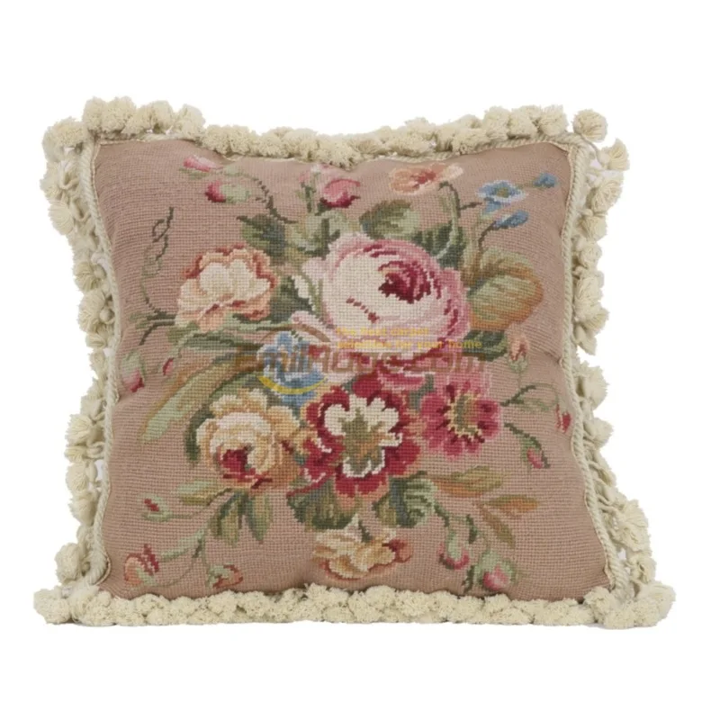 Floss hold pillow pillow national woven needlepoint baroque soft outfit pure wool embroidery cushion for leaning on top