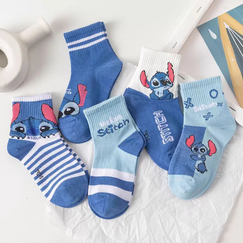 1pc Disney Anime Stitch Children Socks Kawaii Lilo & Stitch Women Socks Cartoon Cotton Socks Kids Gifts