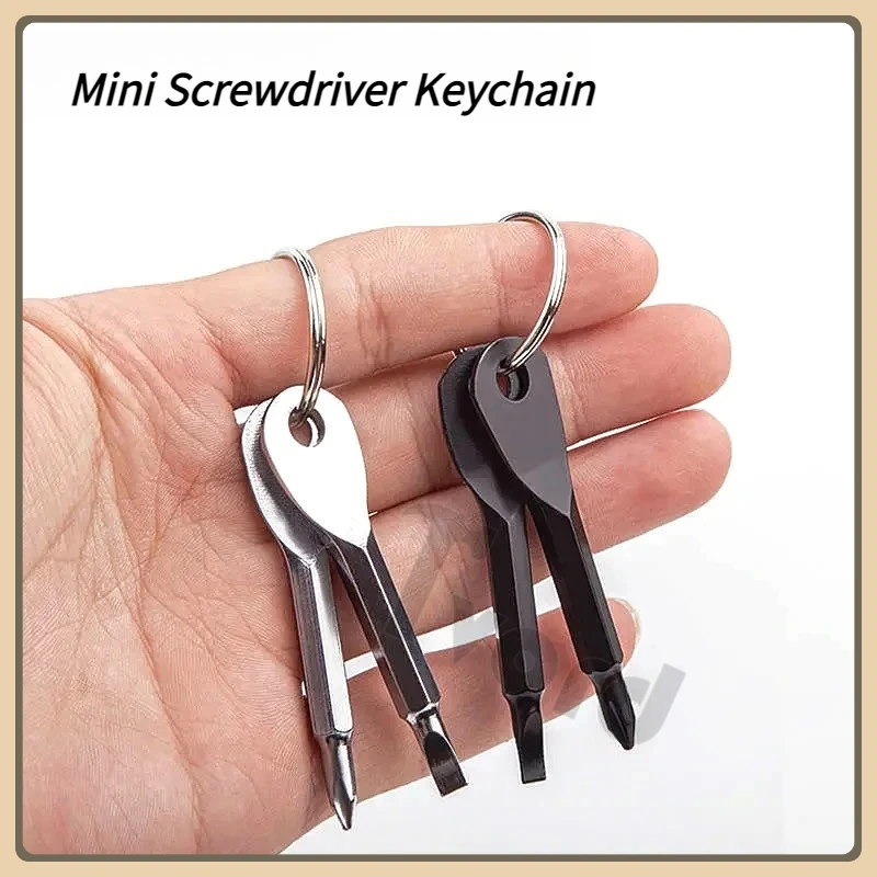 

Portable Phillips Slotted Screwdriver Set Key Ring Keychain Mini Pocket Keyring Cross Screw Driver Repair Tool Gadget EDC Small