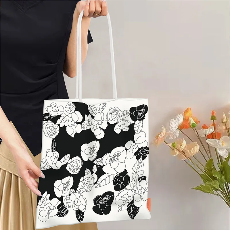 

Модная вместительная холщовая сумка-тоут для женщин, повседневная сумка через плечо, универсальная сумка в британском стиле с цветочным принтом