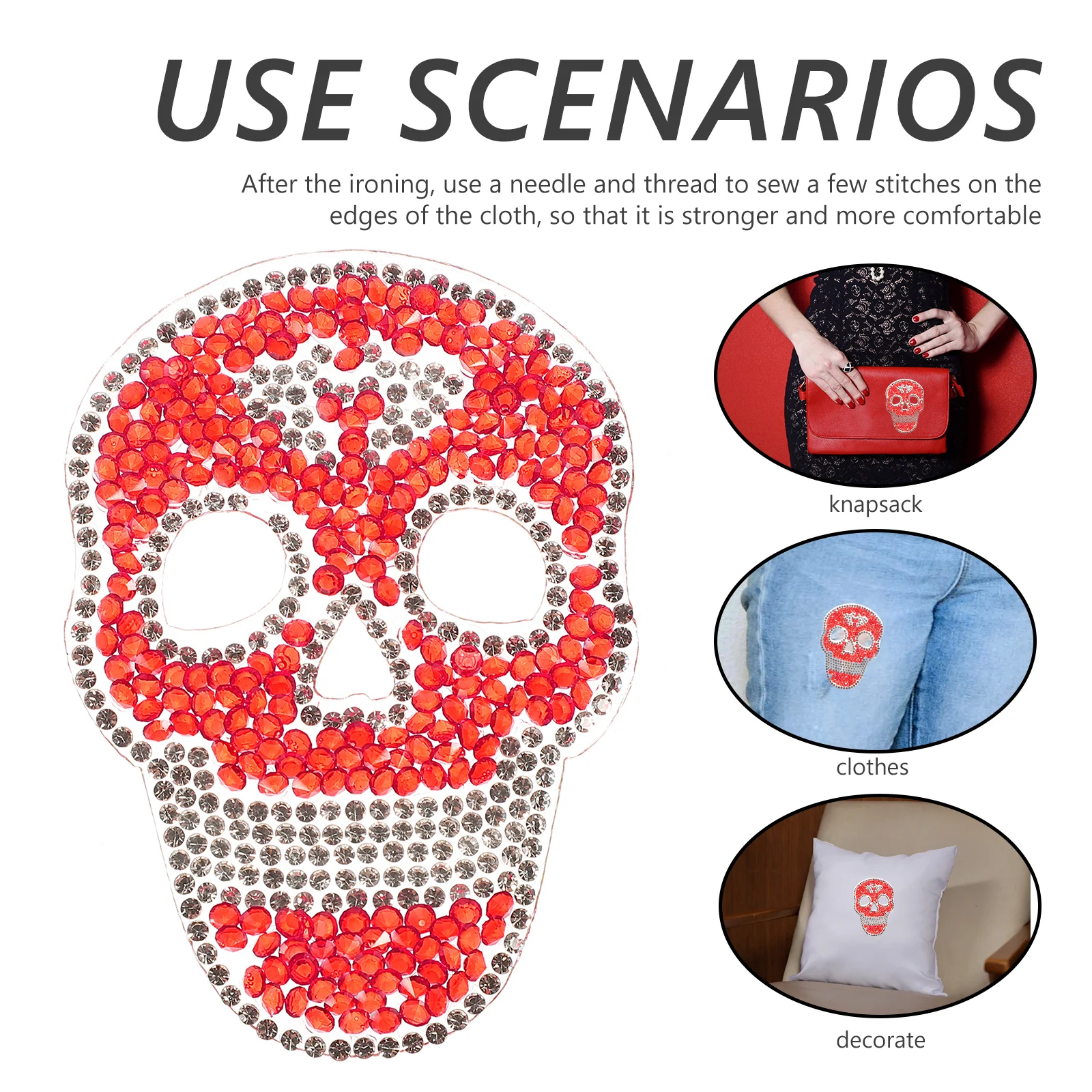 

Skull Decoration Accessories Silver Patch Sew Embroidered Patches Halloween Costumes