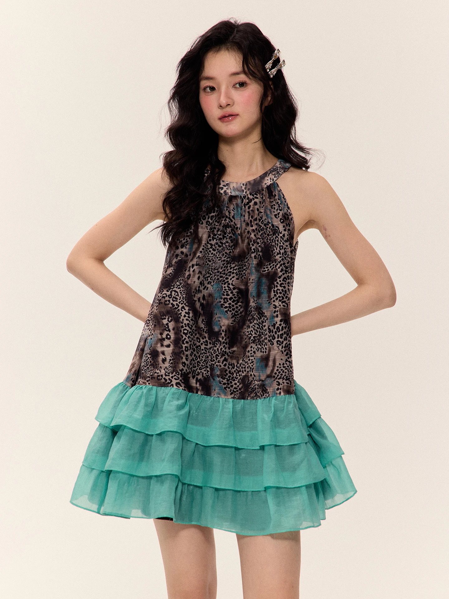 

Женская многослойная юбка-кейк Sevening Wild Mint Leopard Print в праздничном стиле, свободного кроя, летняя