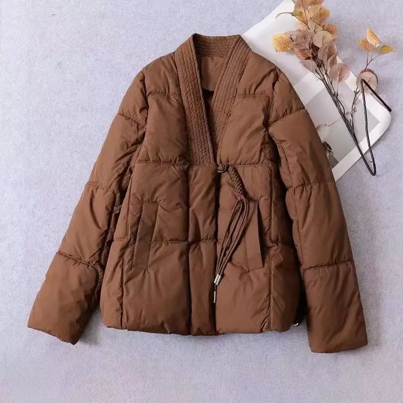 가을, 겨울 새로운 여성 다운 코튼 자켓 통근자 v 넥 오버 사이즈 코튼 자켓