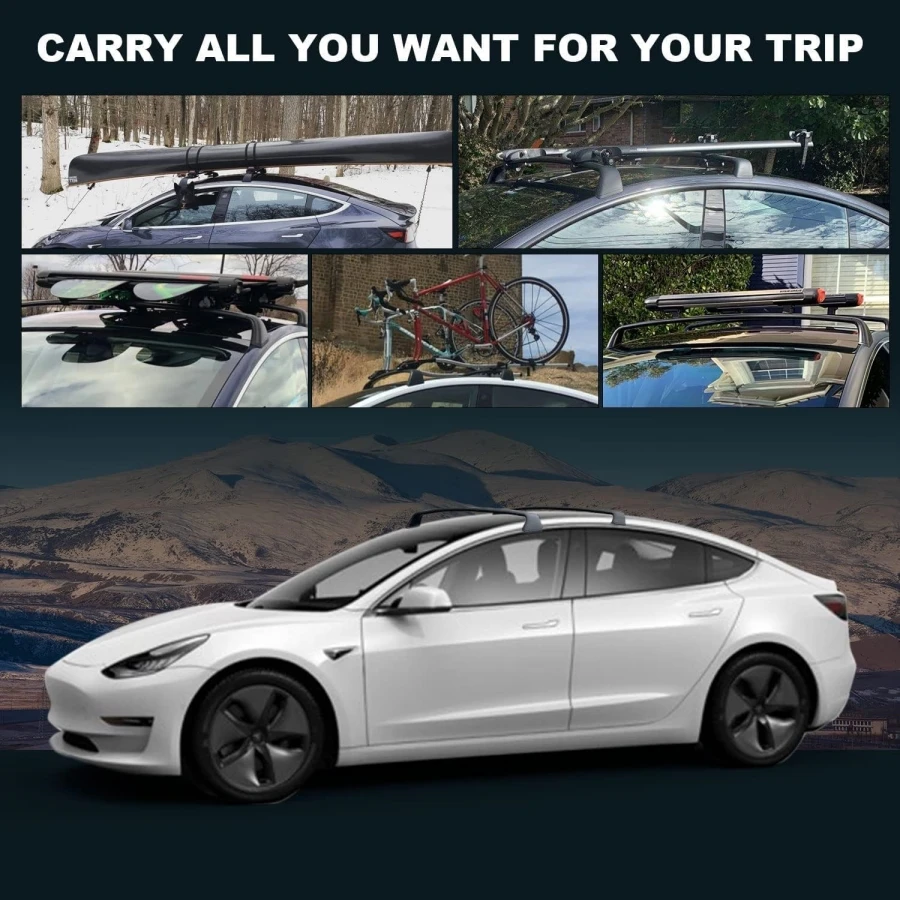 Lockable Roof Rack Fits for Tesla Model Y 2024 2023 2022 Roof Rack Accessories Antitheft Cross Bars for Model Y Luggage Carrier