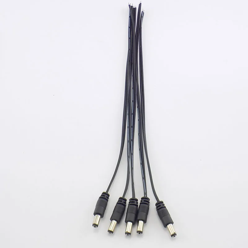 5 Stuks 2.1*5.5Mm 12V Dc Mannelijke Connectoren Stekker Voeding Verlengkabel Draad Cctv Camera Led Strip Licht