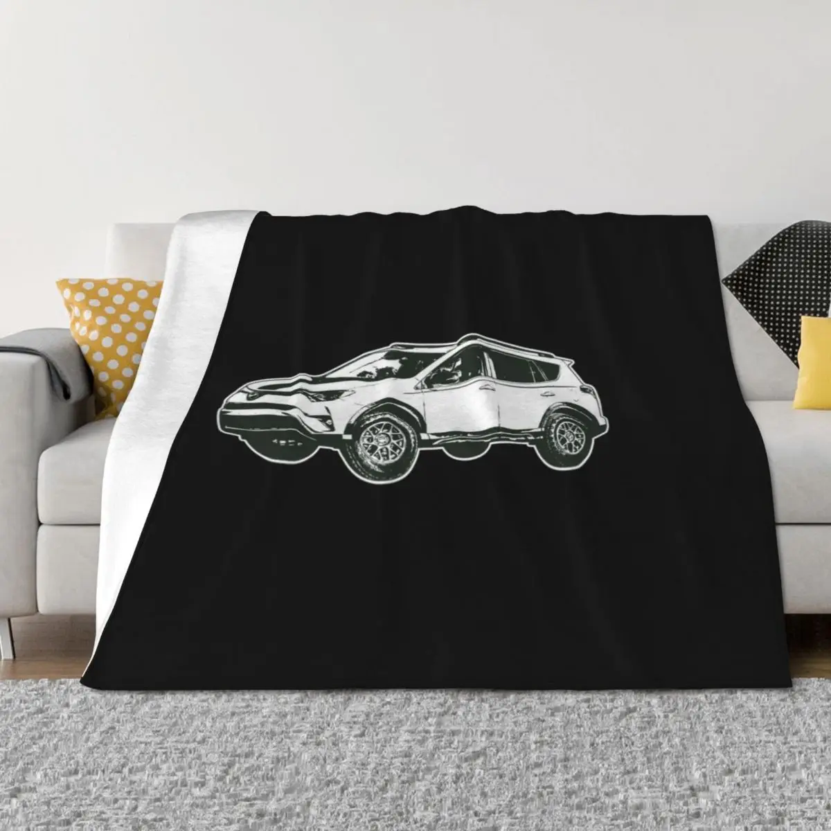 

Adventure Lifted Rav 4 Sketch Throw Blanket Nap Soft Plaid Retros Travel Blankets