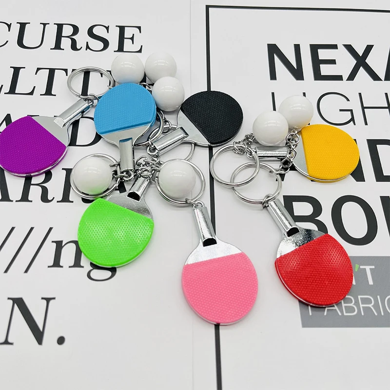 1 قطعة مضرب تنس الطاولة حلقة رئيسية حقيبة قلادة الديكور هدية تذكارية بينغ بونغ الكرة مفتاح سلسلة مضرب تنس الطاولة كيرينغ