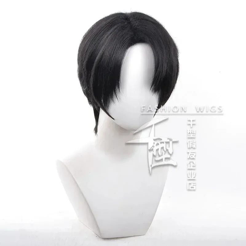 Levi Ackerman Cosplay Anime Cos Men 30cm Short Black Brown Heat Resistant Synthetic Wigs Halloween Party Wigx,5;d'2.y;8'