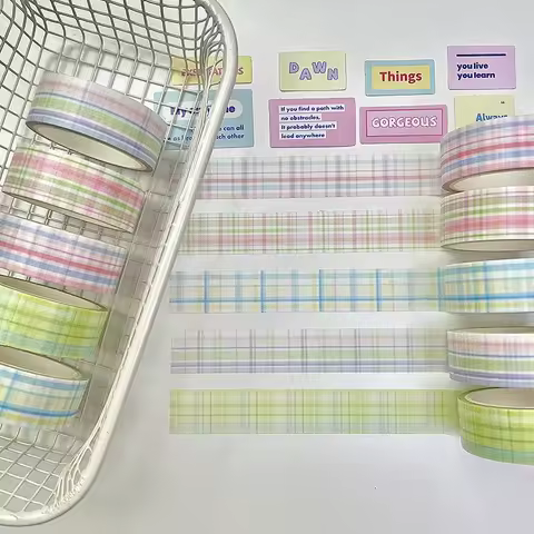 MINKYS 5pcs/lot Basic Grid Type Decorative Tape Set Washi Tape Pack School Office Stationery