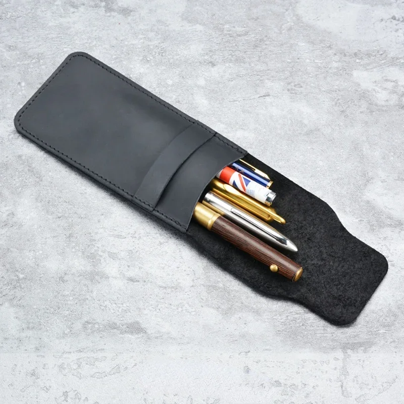 Handmade Leather Pen Case Pencil Bag Fountain Sleeve Bag Vintage Pouch for Single Pen Stylus Ballpoint Cute Stationary