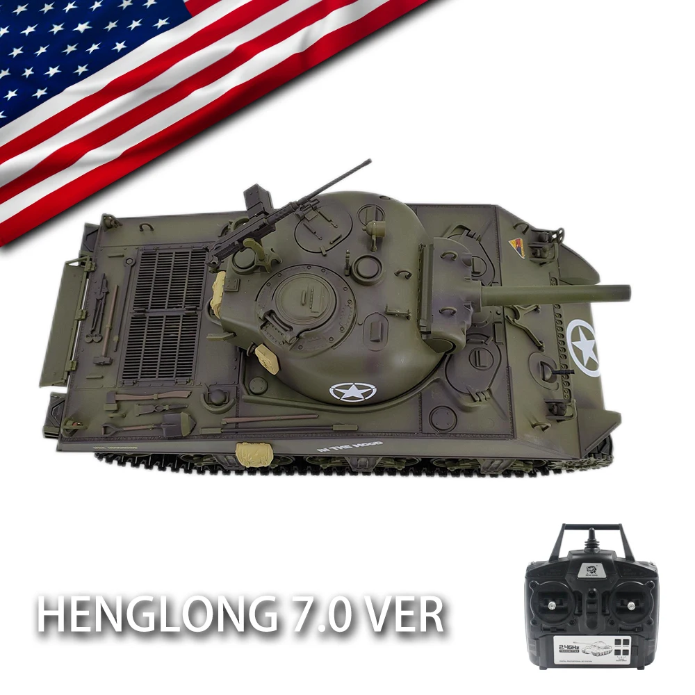 COOLBANK 1/16 Scale U.S. Sherman M4A3 Battle Tank 2.4Ghz Radio Remote Control Tank Toys Military Model RC Tank Vehicle Gifts Boy