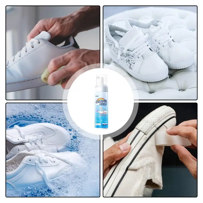 White Sneaker Cleaner 220ml Adults Kids White Shoes Cleaner Botanical Foam Cleaner To Remove Shoe Stain For Canvas Shoes