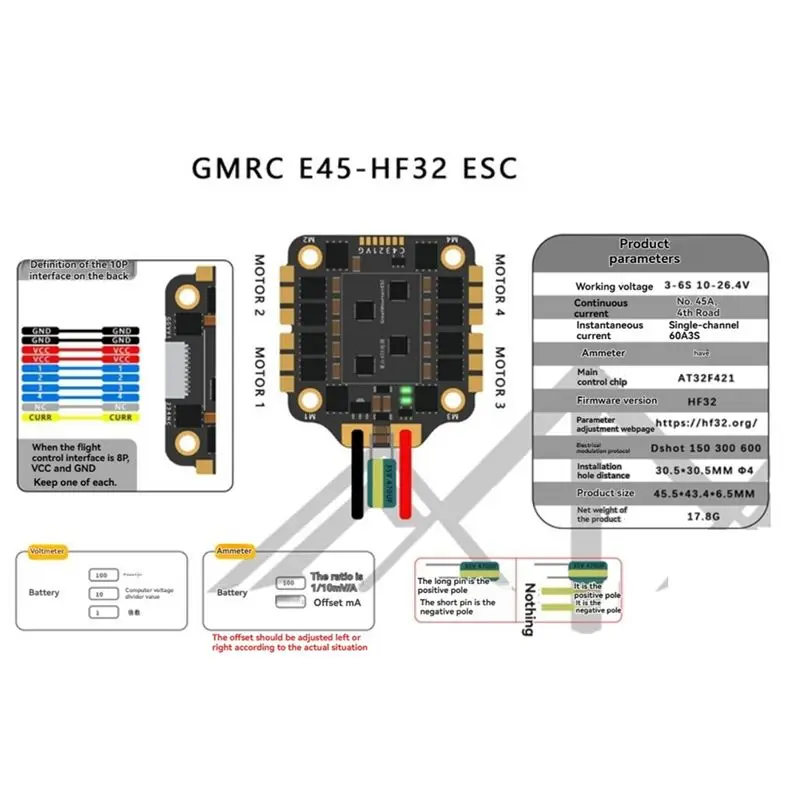 abum-e45-hf32-4in1-45a-esc-3-6s-10-264v-dshot600-hf32-firmware-305mmx305mm-m4-for-fpv-racing-drone-parts