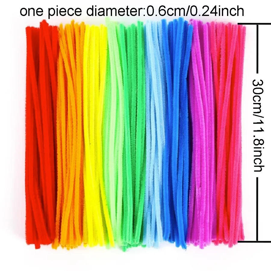 100PCS Colorful Twisted Stick Rod Creative DIY Handcraft Twisting Bar Wool Root Fluffy Bar Iron Wire Imaginative Decoration