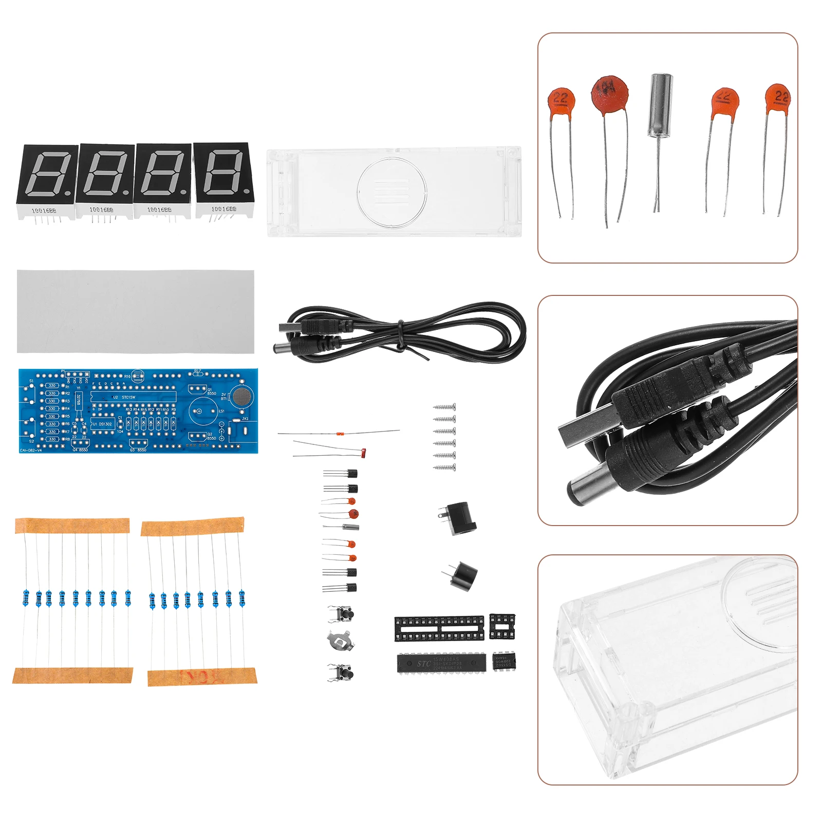 

Digital Clock Kit SCM LED Single Chip Microcomputer DIY Circuit Board Premium Material Easy Use Clock Home