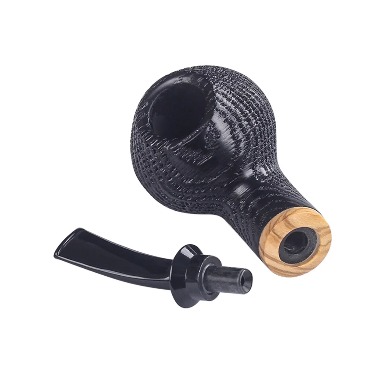 Bent  Tobacco Smoking Army Wood Cut Black Gift Pipe Filter With Handmade 3mm Accessory Mount Handle Type Gentleman Oak Retro