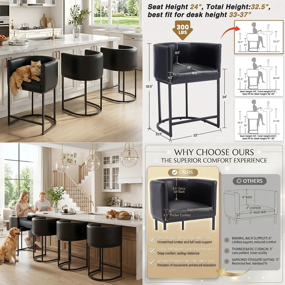 

Gwen Natural Upholstered Counter Stool with Arms Versatile Barstools Stylish Seating for Kitchen Dining Room or Home Bar, Natur
