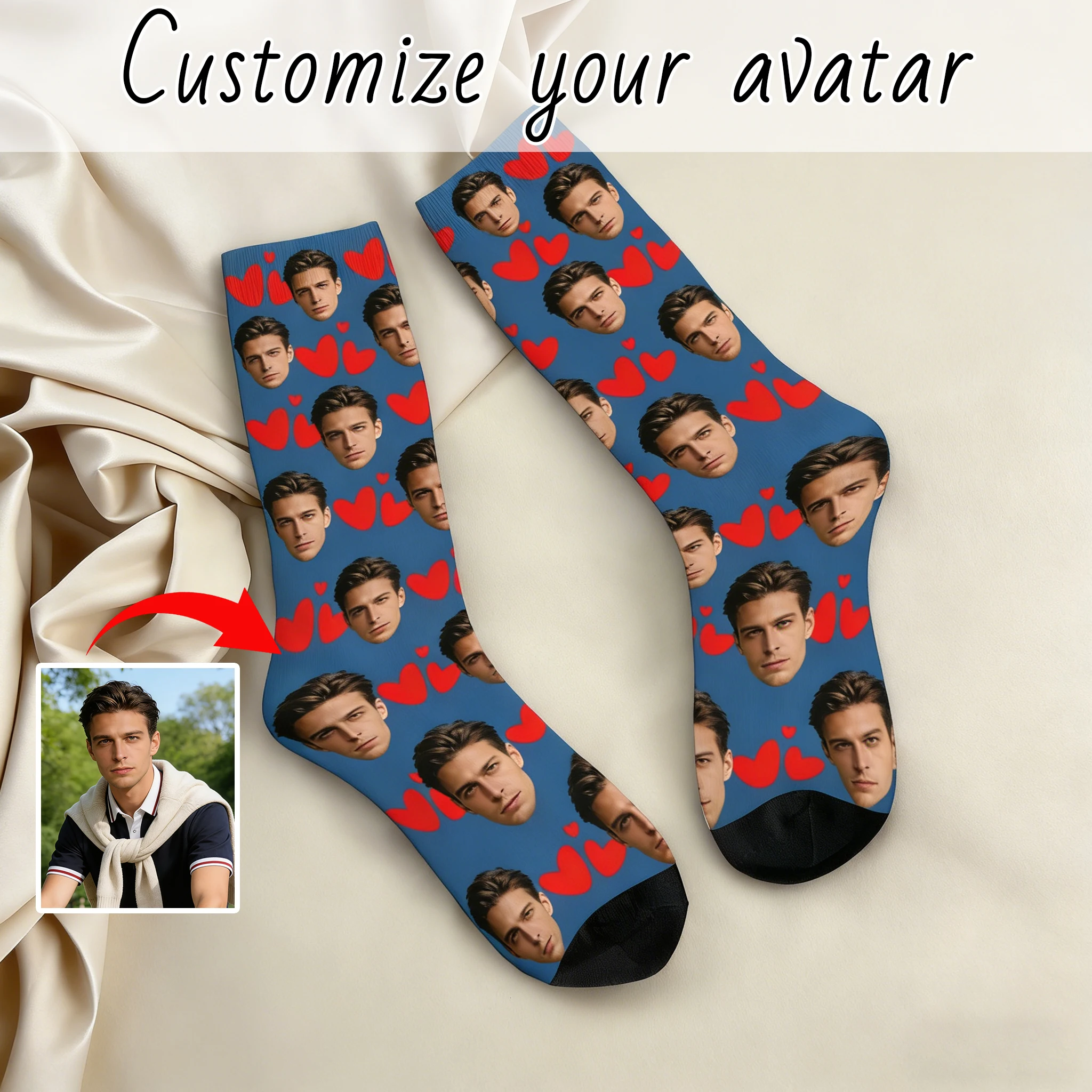 

Personalized funny face socks custom photo face socks as a gift for dad mom friends adult patterned socks