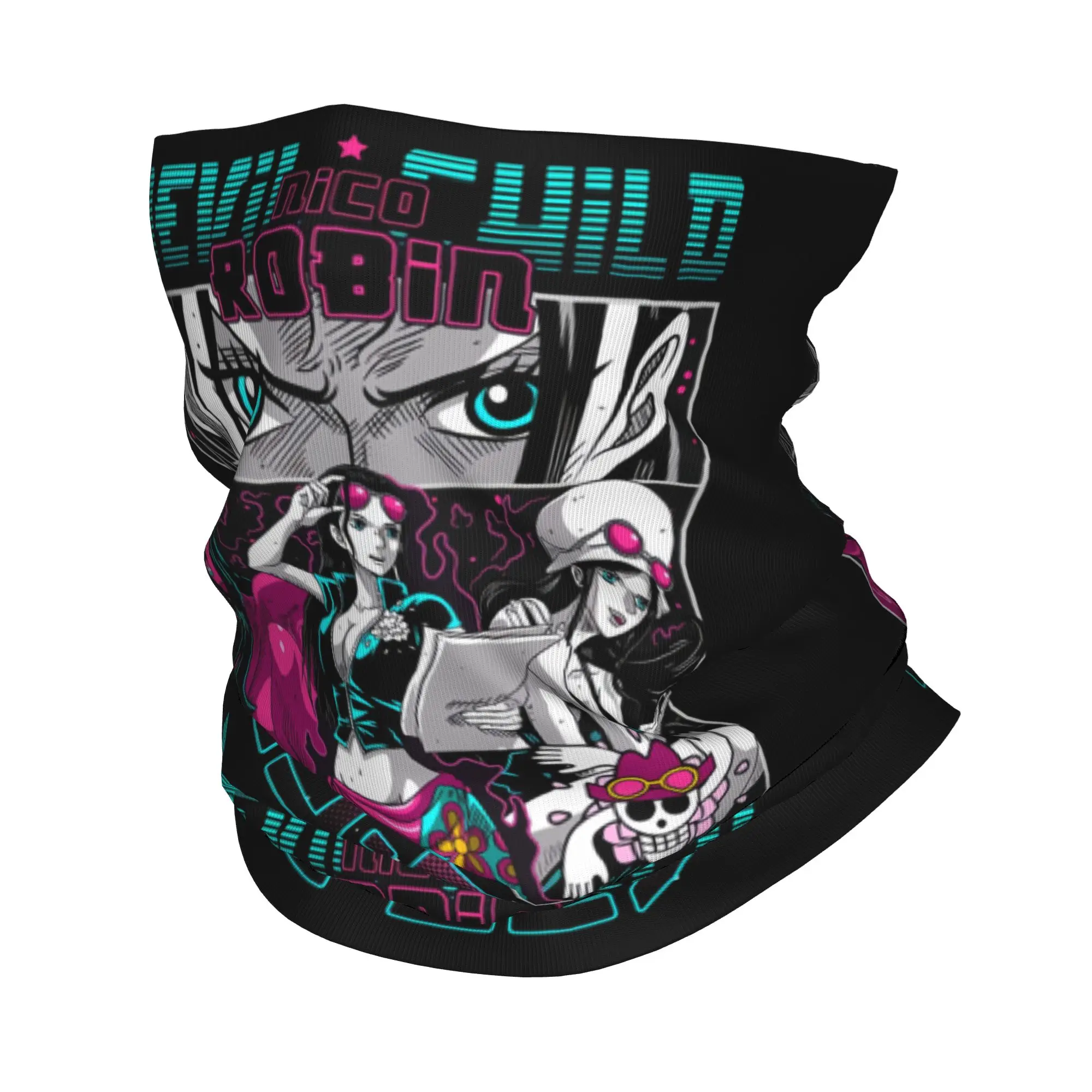 Nico Robin One Piece Devil Child  Bandana Neck Warmer Men Women Winter Ski Tube Scarf Gaiter  Face Cover view 2