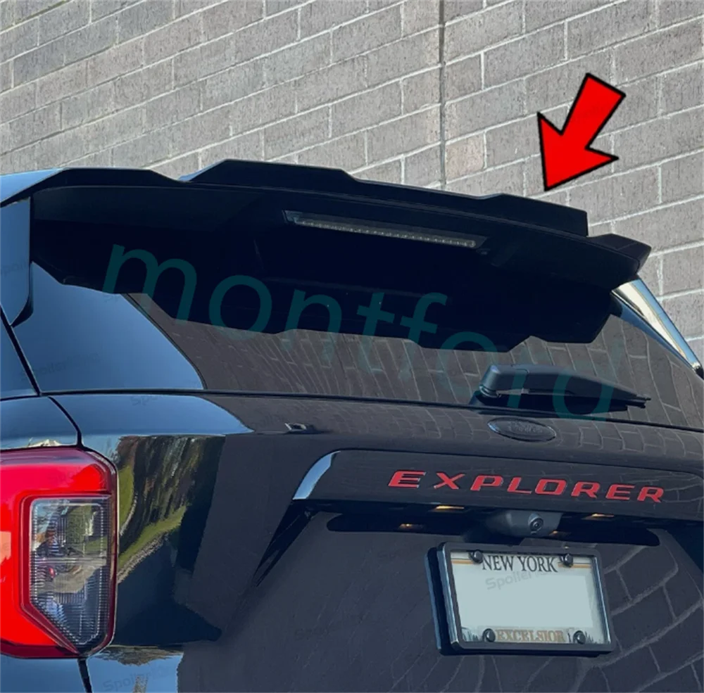 Koolstofvezel dakspoiler vleugellip voor Ford Explorer 2020-2024 glanzend zwart