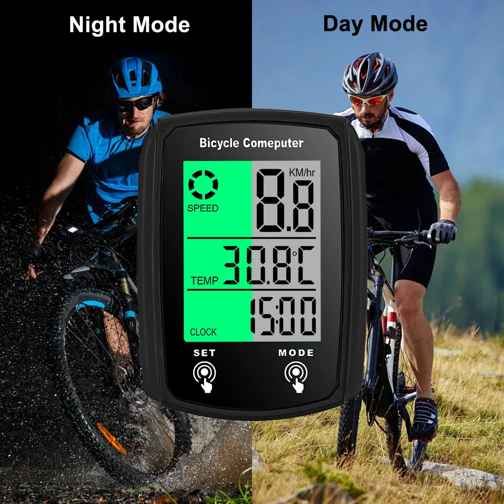 LCD Computer Speed Odometer Backlit For Day English Waterproof Bike Accessories Wired Speedometer For Bicycle Bike Night Cycling