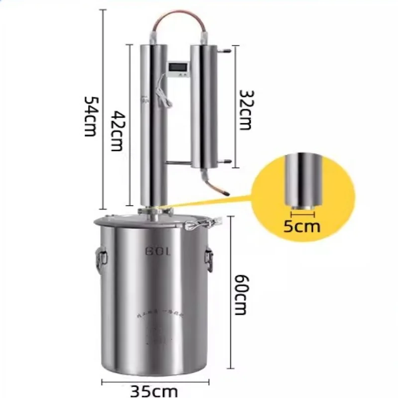 60 Liter Copper Twin Tower Still,Household Still Brewing Equipment,Sanitary grade stainless steel 304220