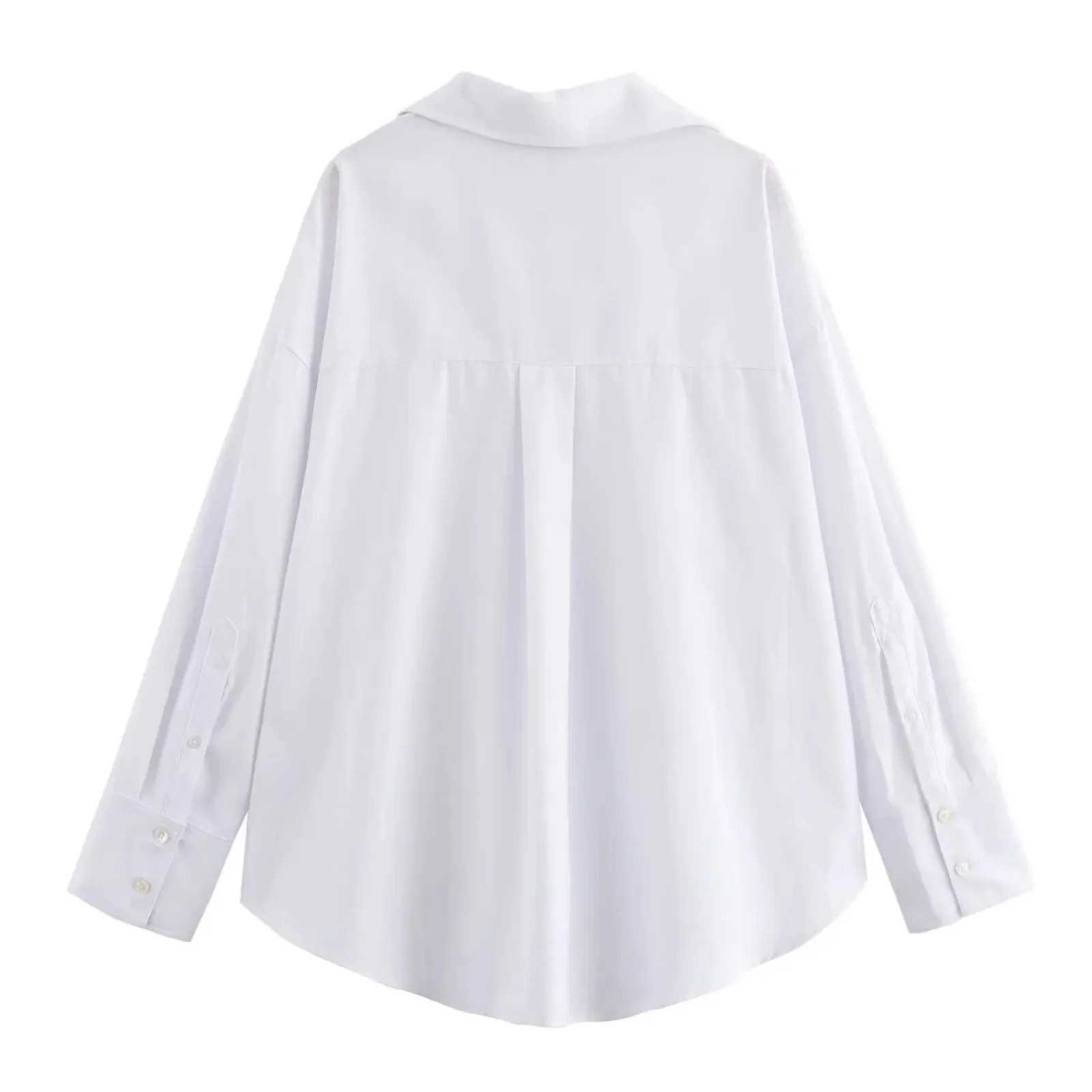 BSAY femmes mode printemps coton Oxford à manches longues simple boutonnage revers Blouse vêtements de rue chemise Chic dames hauts Mujer