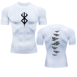 Anime T-Shirt Herren Rashgard Tops Kleidung kurze Ärmel zweite Haut Bodybuilding T-Shirt schnell trocknen Kompression enge Hemd Männer