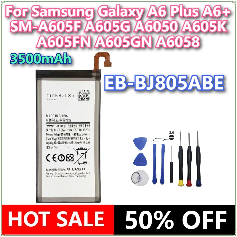 

Brand New EB-BJ805ABE 3500mAh Mobile Phone Battery for Samsung Galaxy A6 Plus A6+ SM-A605F A605G A6050 A605K A605FN A605GN A6058