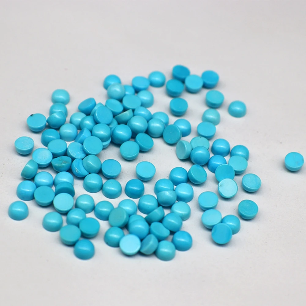 5PCS/Lot 5A 1.0-8.0mm High Quality Natural Blue Round Cabochon Cut Turquoise Gemstone