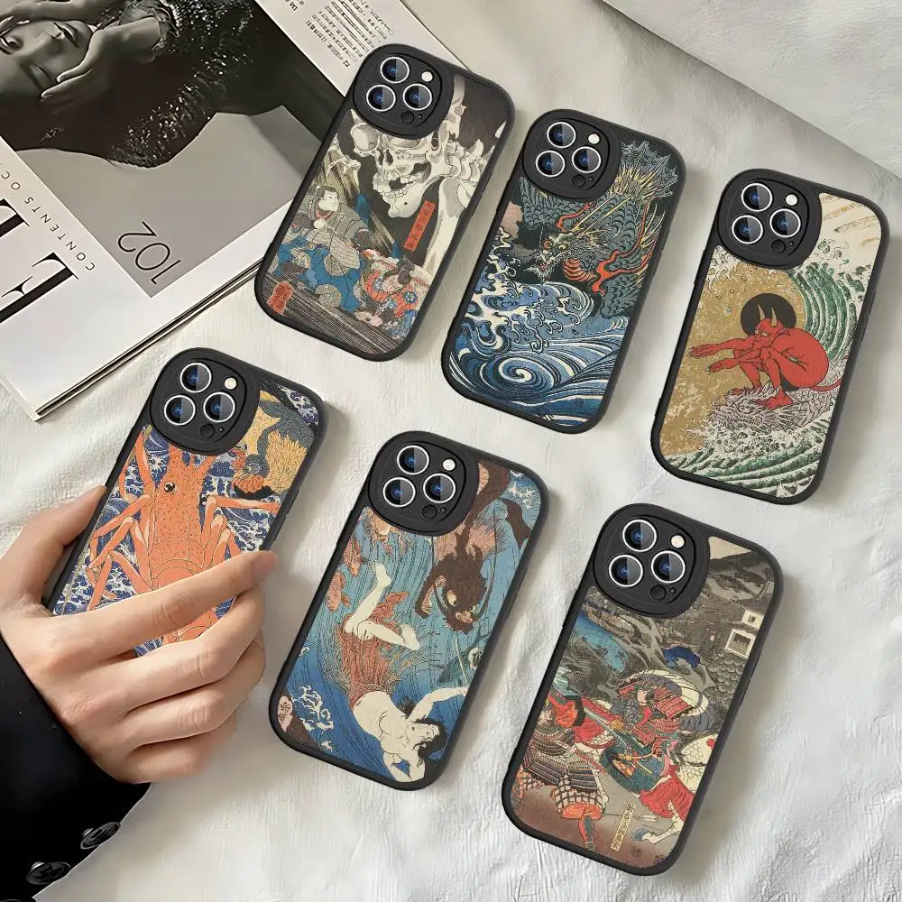 

Utagawa Kuniyoshi Ukiyoe Art Leather Phone Case For Iphone 16 15 14 Plus 13 12 11 Pro Max Case