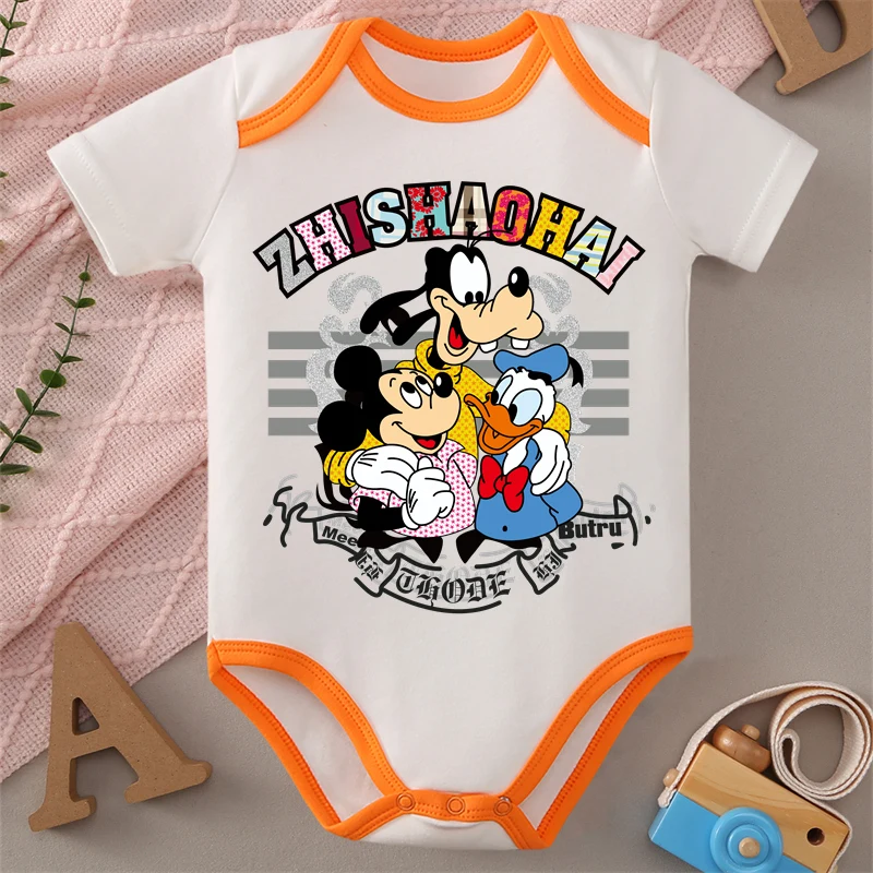 

MINISO Детская одежда с принтом Микки и Гуфи, комбинезон из 100% хлопка, комбинезон, боди для новорожденных от 0 до 12 месяцев, лучший подарок для ребенка