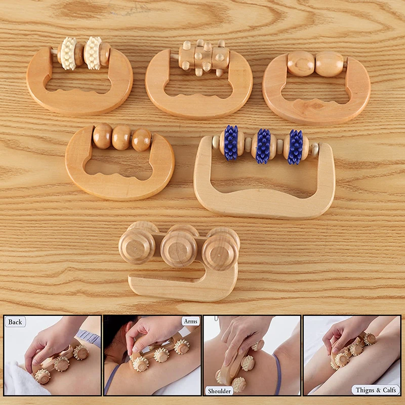 Handheld Body Anti Cellulite Roller Wooden Scalp Massage Comb Soothing Essential Oil Spa Body Massager