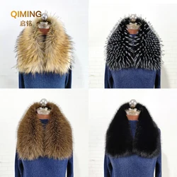 100% sztuczne futro kołnierz szalik dla kobiet puszysta kurtka kołnierz imitacja futra lisa szopa szale okłady szal ubrania akcesoria futrzane