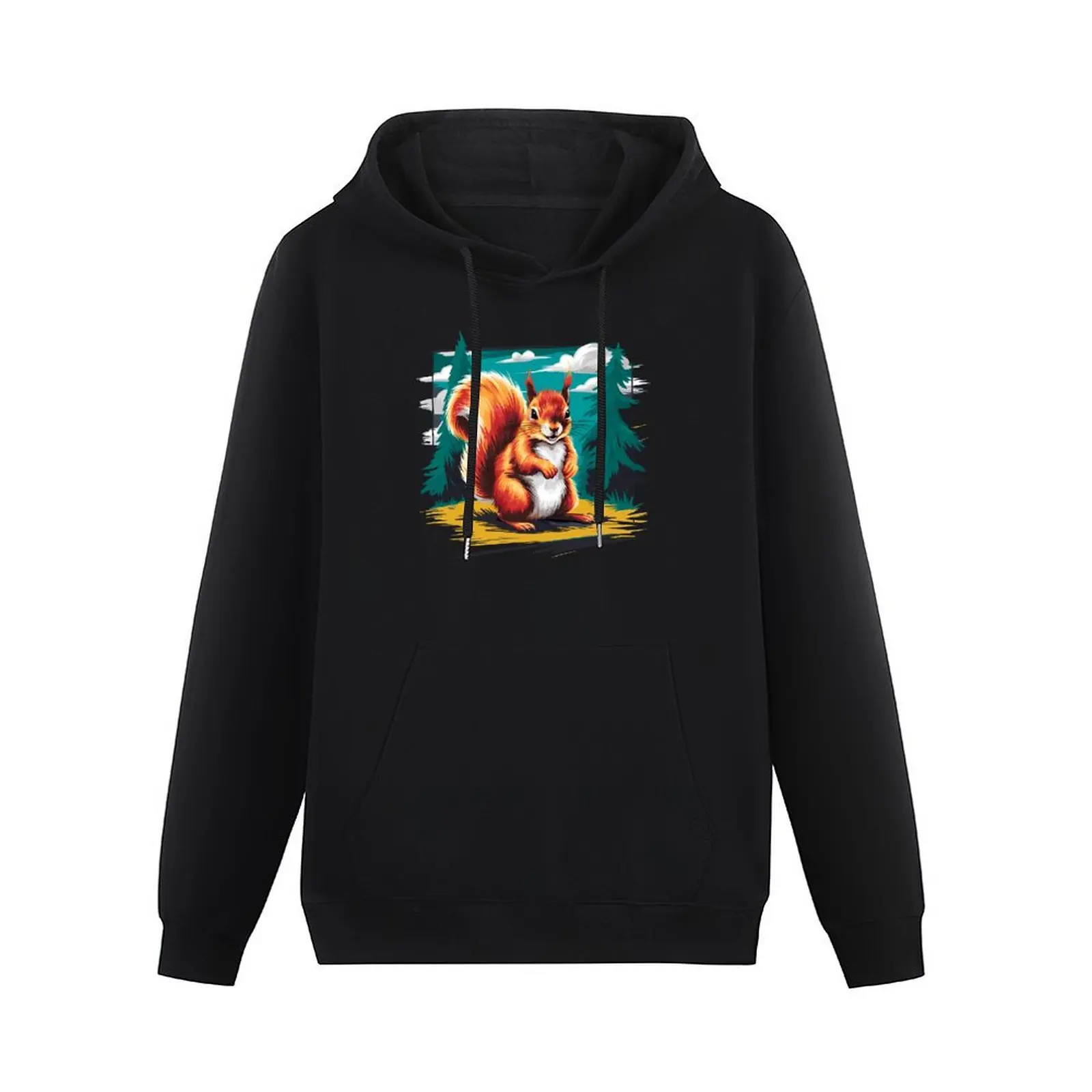 Whimsical squirrel in impressionist-style Pullover Hoodie fashion men mens hoodie