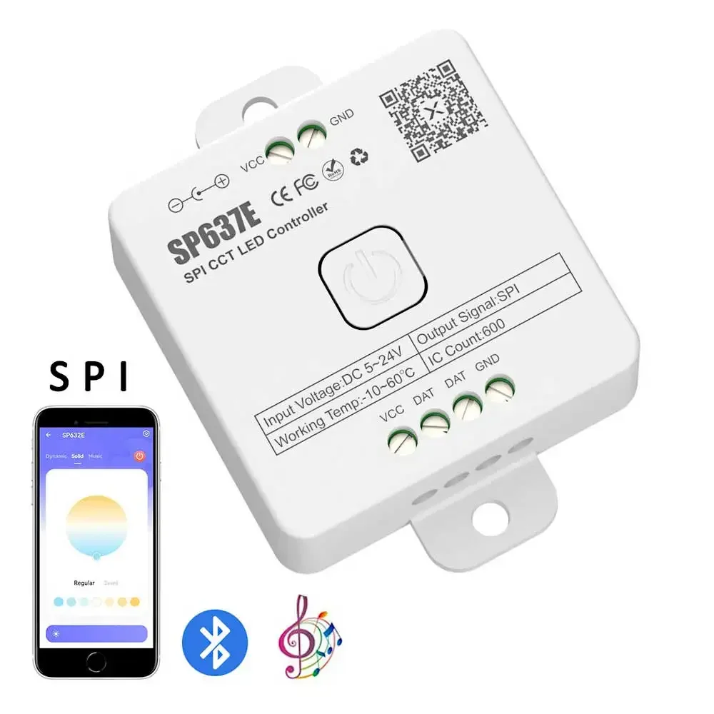 app controla temperatura e brilho ajustaveis da cor dc524v sp637e spi cct conduziu o controlador 01