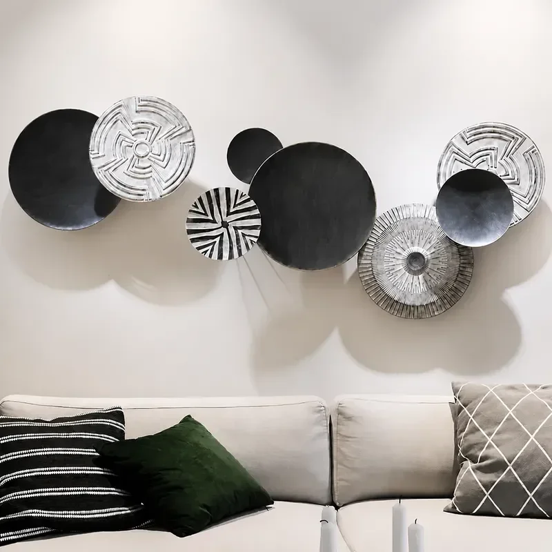 Vintage Wrought Iron Wall Art Metal Hanging Decor Living Room Sofa American Simple Home Decoration Pendant