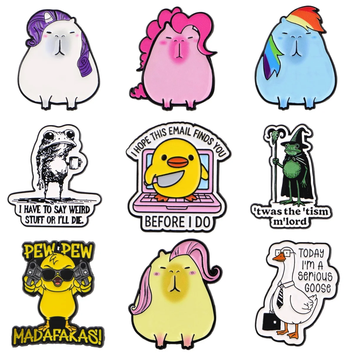Cartoon-Broschen für Frauen, lustige Enten-Zitate, Emaille-Pin, Metall-Abzeichen, Schmuck, Kleidung, Rucksack-Accessoires, Geschenk für Freunde