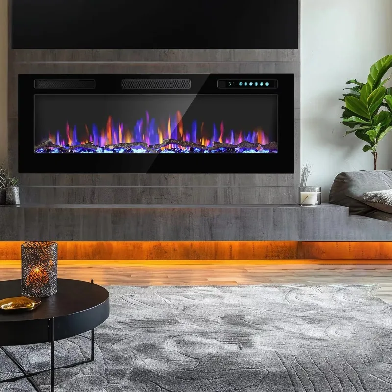Home Heating Wall Mounted Electronic Fireplace Decoration 36 Inch Smart Background