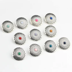 Zinc Alloy Retro Round  Sunflowers Buttons Charms For DIY CONCHO Charms 3pcs/lot 30MM Jewelry Accessories