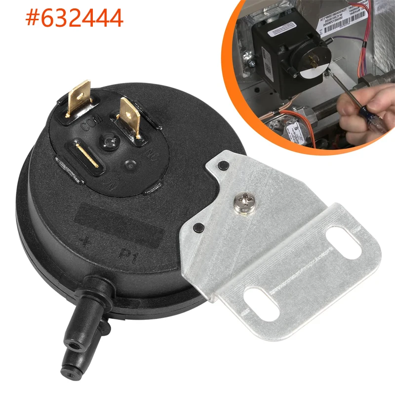 632444R , 632444 Air Pressure Switch Fit for Nordyne for Intertherm and for Miller Gas Furnace Parts Pressure Switch 1.74'' W/C