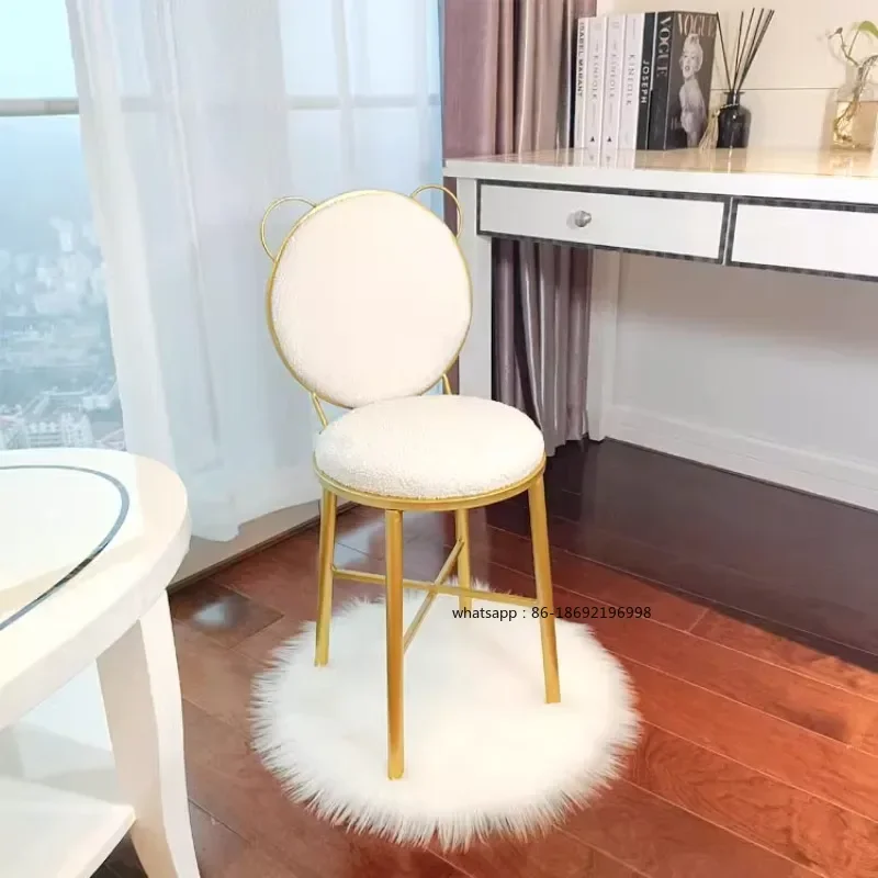 White Nordic Vanity Stools Simple Backrest Dress Chaise Modern Design Single Person Interior Fauteuil Relaxant House Furniture