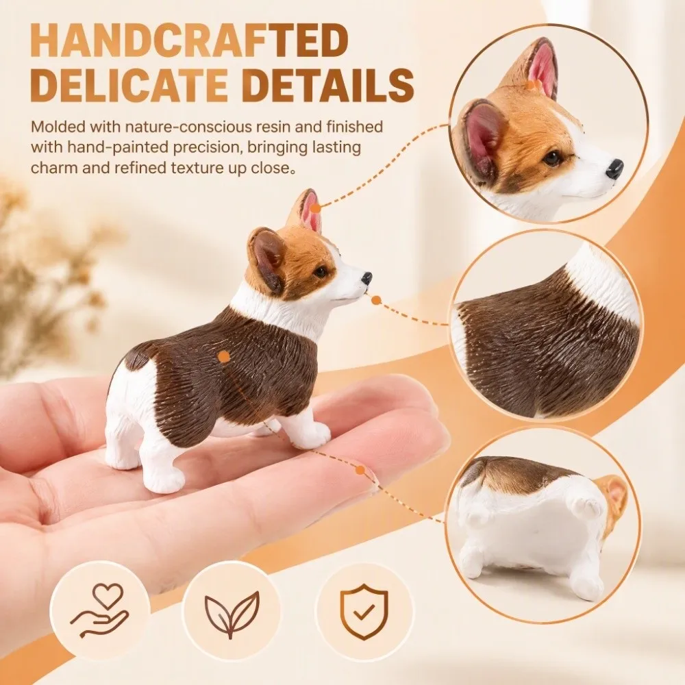 Mini Mini Corgi Resin Figurine Resin Exquisite Dashboard Ornament Fun Pose 3D Craft Aquarium Ornament Tabletop